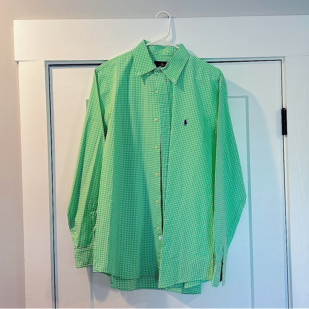 Ralph Lauren classic fit, large green pattern button shirt.